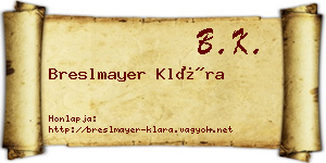 Breslmayer Klára névjegykártya
